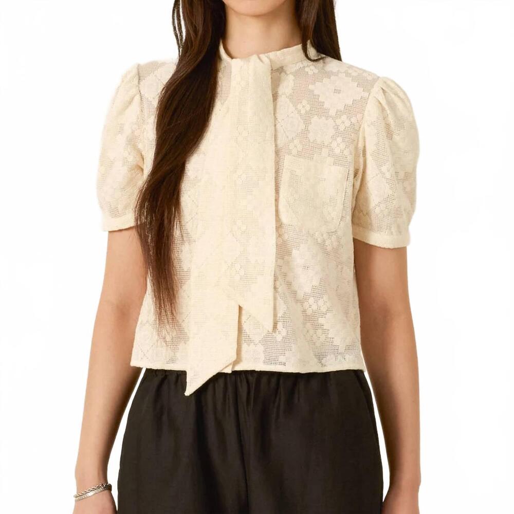 NEW ALIX OF BOHEMIA chance tetris lace top in off white